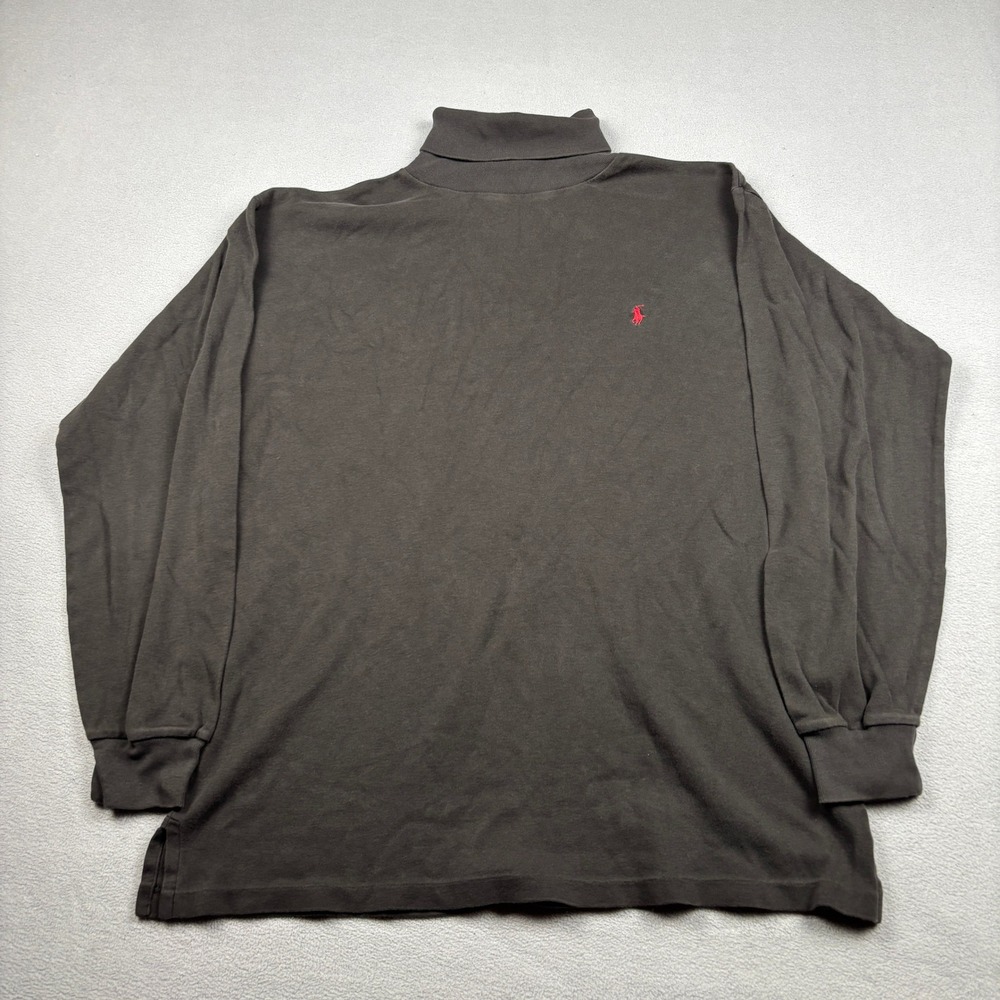 Polo Ralph Lauren Mens Turtleneck Long Sleeve Shirt Large Faded Black Cotton